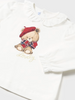 Plaid Skirt & Beret Bear Shirt Set - Red - Close-up Shirt