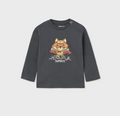 Flip Flap L/S TShirt - Charcoal Super Fox - Front