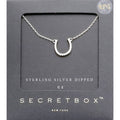 Secret Box Sterling Silver Dipped CZ Horseshoe Pendant Necklace: Silver