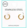 Stainless Steel Hypoallergenic Mini Huggie Closed 0.5" DIA Closed Hoop Earrings: Gold