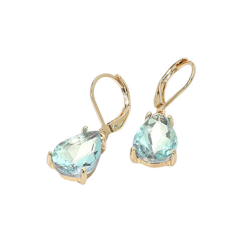 Teardrop Crystal Glass Stone Drop Dangle Earrings: AB Aqua Crystal