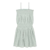 Tween and Teens Girls Ditsy Daisy Smock Waist Sun Dress: Light Sage Green with White Micro Flowers
