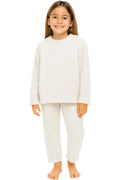 UNISEX Mini Kids Plush Cable Fuzzy Sherpa Fleece Pajama Set - Ivory