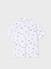 3101 Mini Boy Eco-Cotton Sail Boat Print S/S Polo Shirt - White and Tomato Red