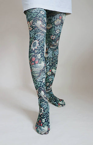 William Morris Japanese Crafted Tapestry Art Tights - Strawberry Thief