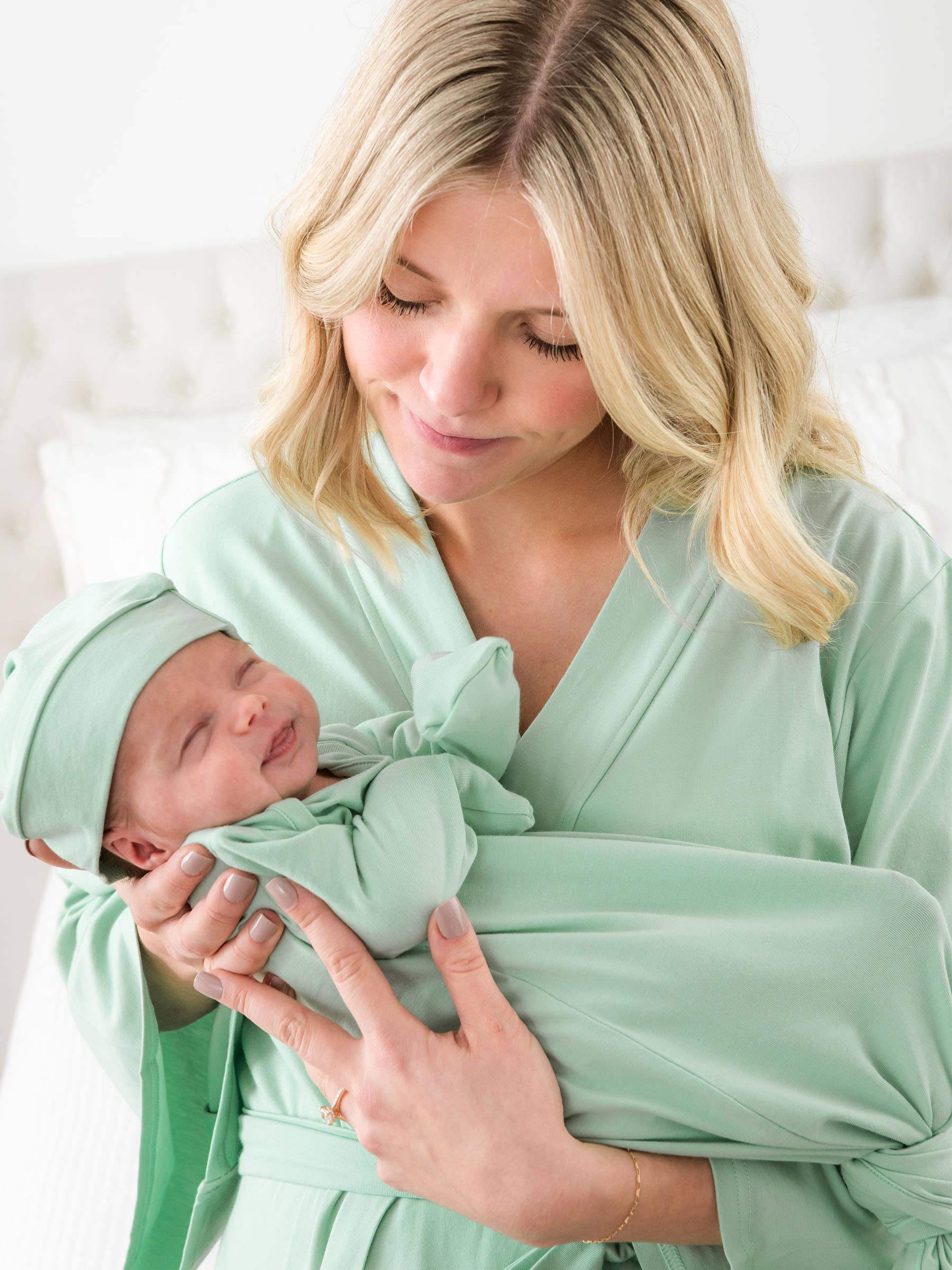 Women's SoftSnooze™ Bamboo Robe - Solid Sage Green mommy and me