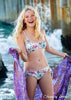 Tween/Teen Reversible Eco-friendly, Sustainable Swim Bralette Top - Malia Natural Tropical Flowers/Orchid Pink
