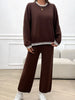 Round Neck Dropped Shoulder Top and Pants Sweater Set (5 COLOR OPTIONS)