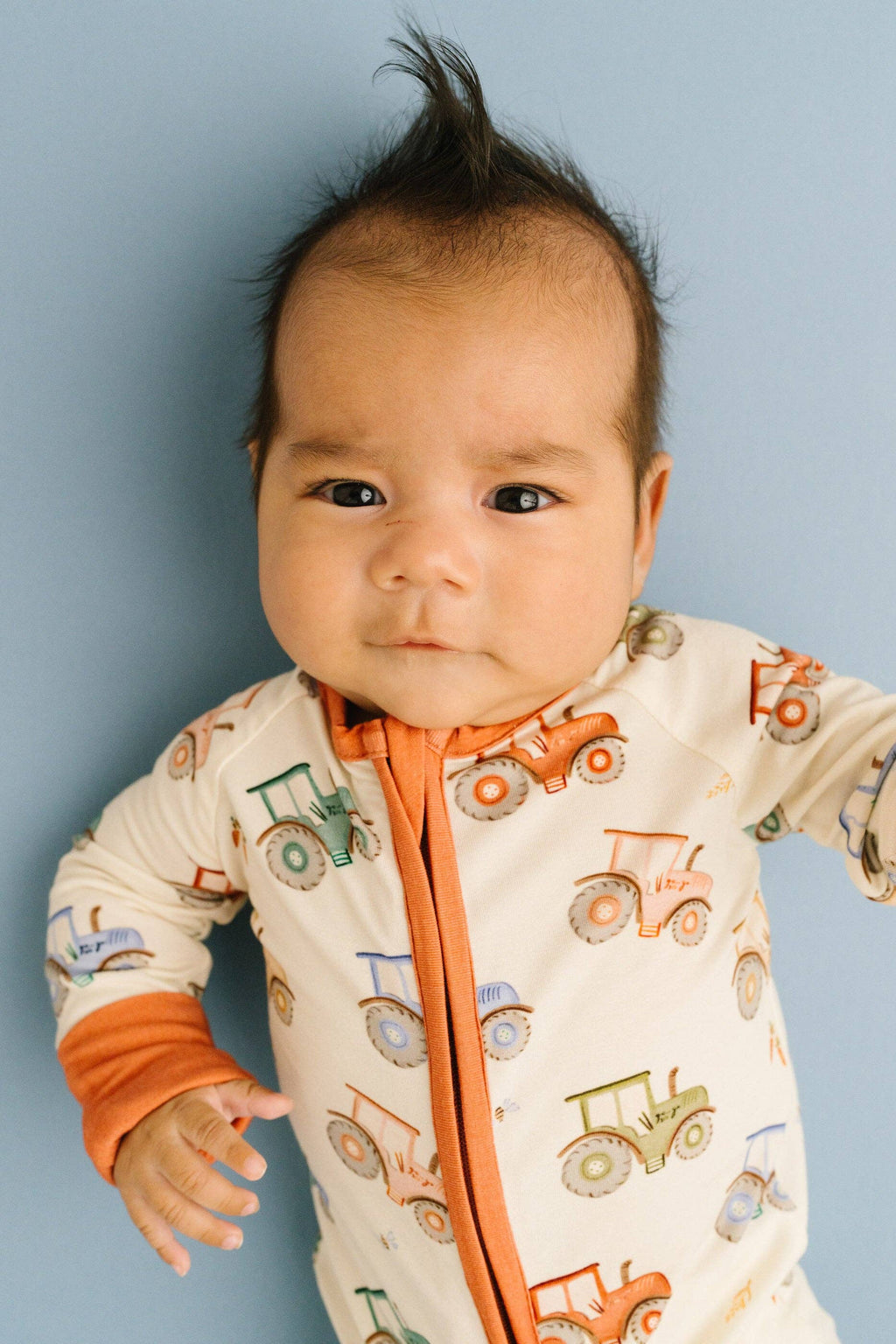 Bamboo Zippered L/S Convertible Romper - UNISEX Pumpkin Farm Tractor Ride