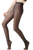 Faux Fur Lined Footed Tights - Black/Nude