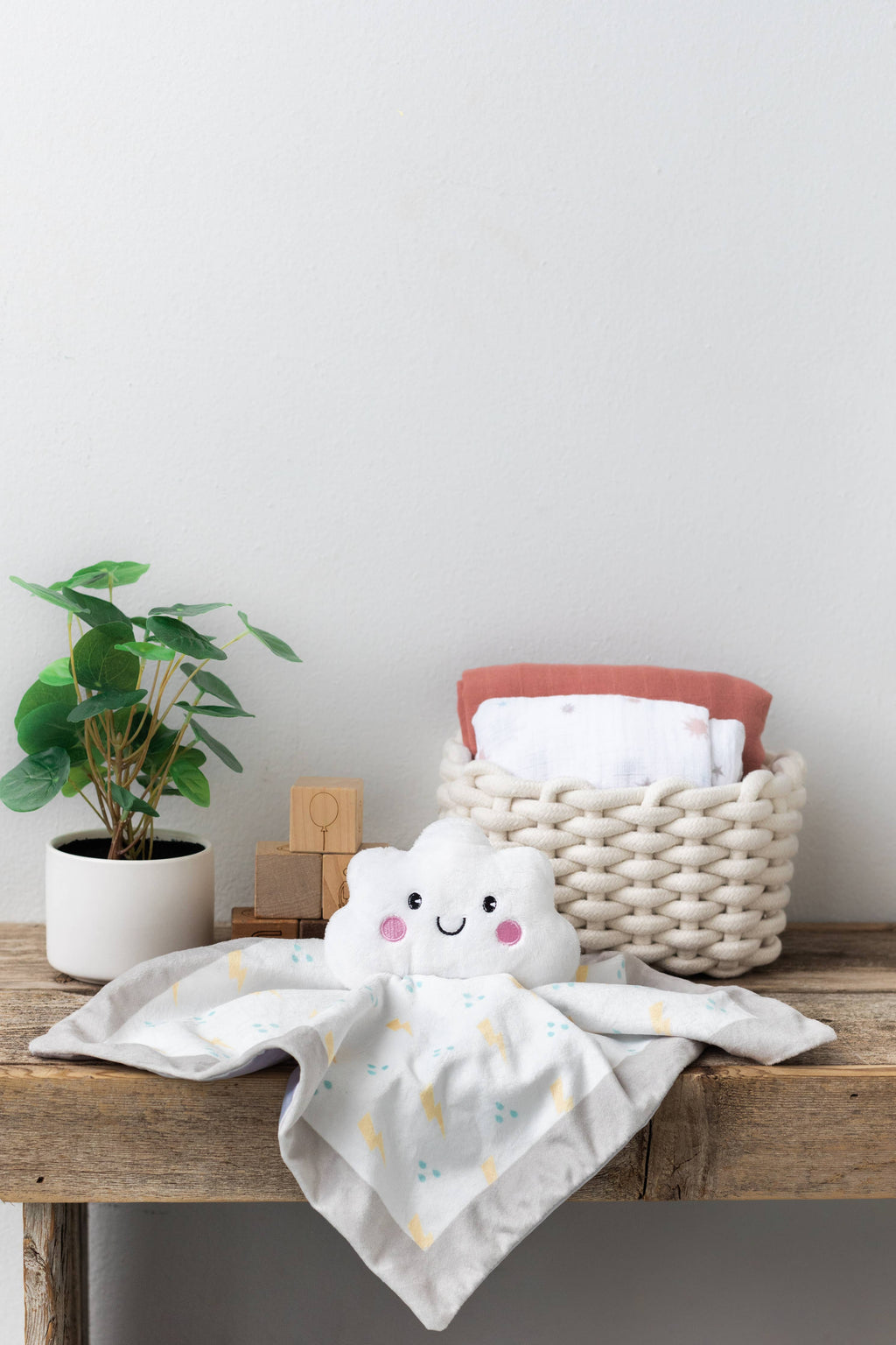 Plush Minky Cloud Lovey Blankie, 12"x12", White