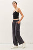 Womens/Junior Tencel Wide Leg Cargo Pants, Charcoal Grey