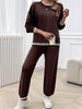 Round Neck Dropped Shoulder Top and Pants Sweater Set (5 COLOR OPTIONS)