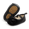 Infant Girls Velvet Bow Classic Mary Jane, Flex Mini Non-Slip Sole, Black