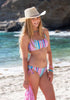 Tween/Teen Reversible Eco-friendly, Sustainable Reversible Swim Top - Sorrento Pink and Blue Stripe