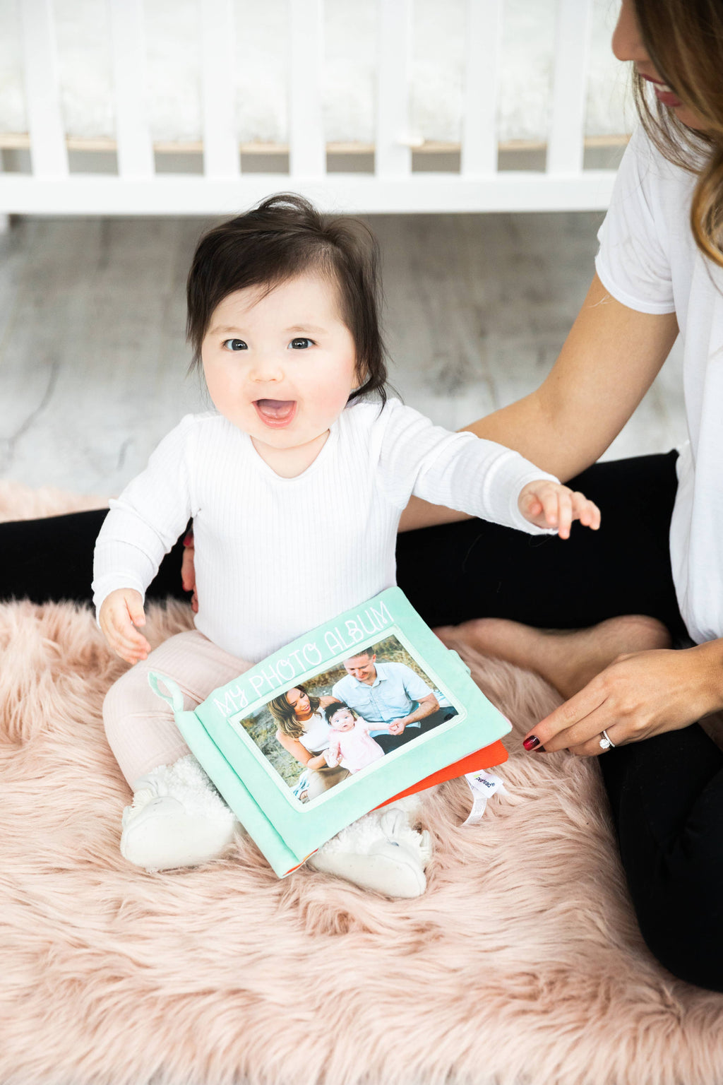Baby's First Soft Photo Album, Baby Plush Interchangeable Photo Album - Mint Blue