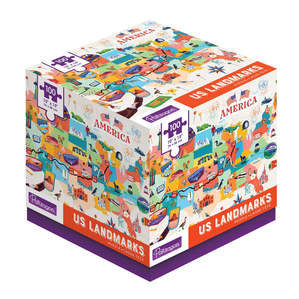 US Landmarks Kids Puzzle in a Cube (100 pcs)