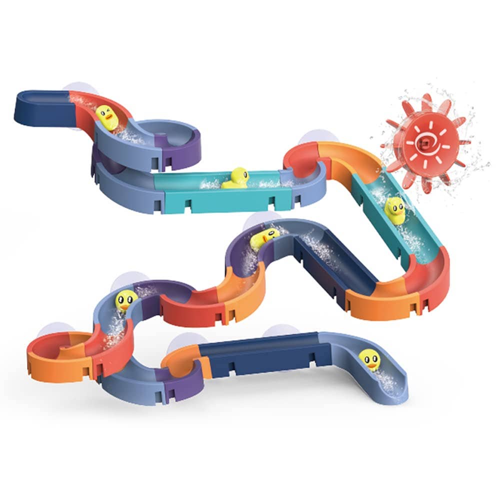 Water Toys, 66 Piece FiZZLeS Build a Bath Slide with Mini Ducks