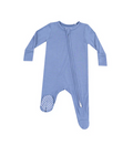Angel Dear bamboo 2 way zip footie, country blue, front view