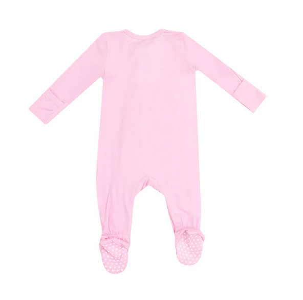 Angel Dear bamboo 2 way zip footie, nosegay pink, back view