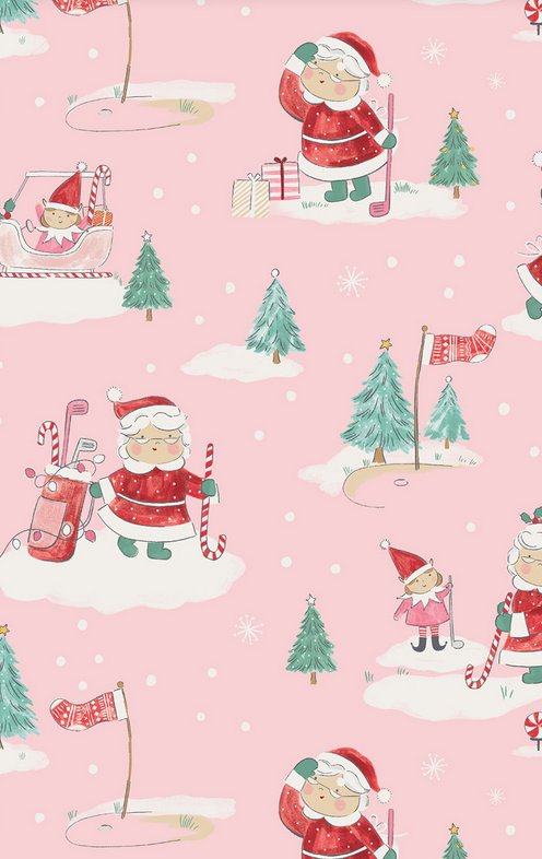 Angel Dear bamboo convertible zip romper, Mrs Claus pink, print detail