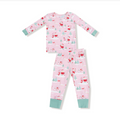 Angel Dear bamboo long sleeve pajama set, Golf Mrs Claus pink, set front view