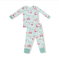 Angel Dear bamboo long sleeve pajama set, Golf Santa green, set front view