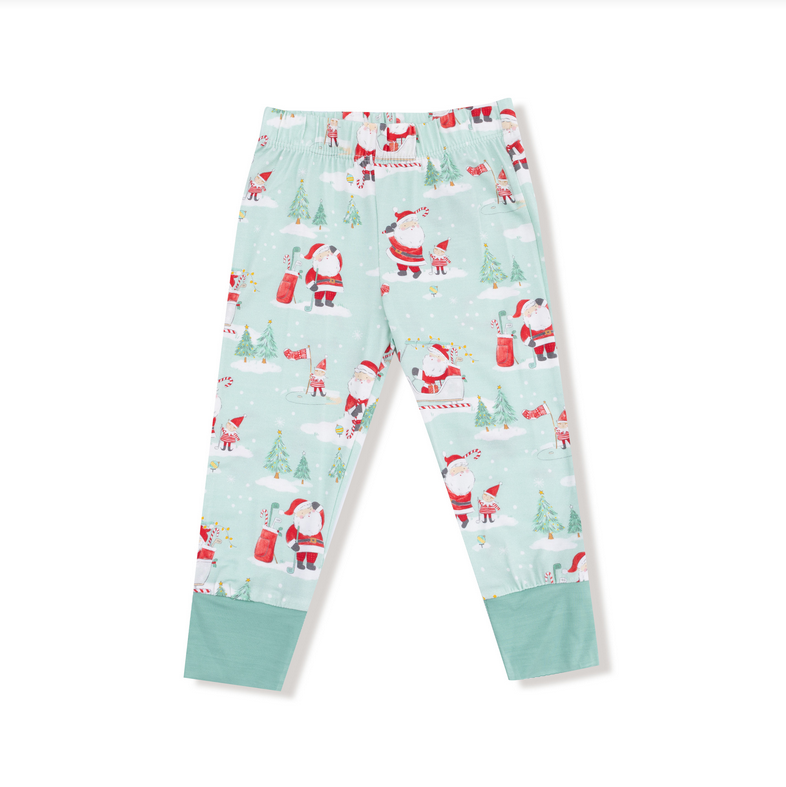 Angel Dear bamboo long sleeve pajama set, Golf Santa green, pants