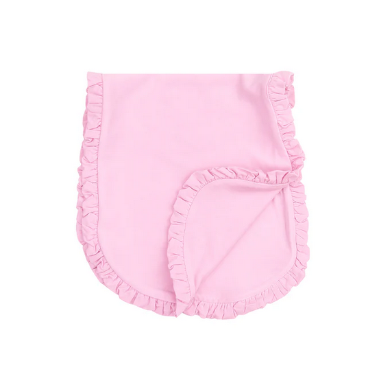 Angel Dear bamboo ruffled burp cloth, nosegay pink, folded