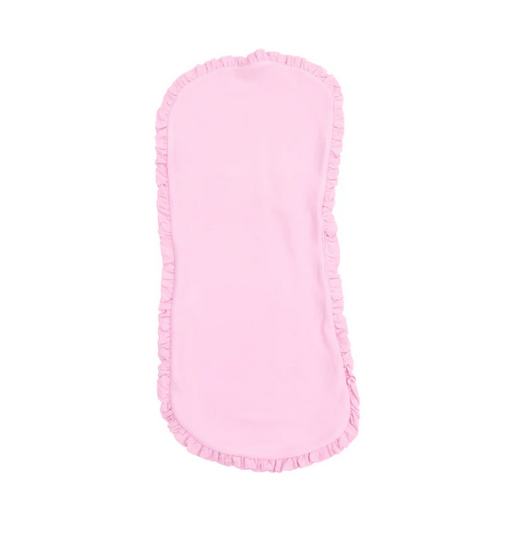 Angel Dear bamboo ruffled burp cloth, nosegay pink, open flat