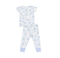 Angel Dear bamboo short sleeve pajama set, Veronica blue floral, set front view