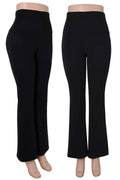 Women's fleece lined stretch flare pants, black, front and back view