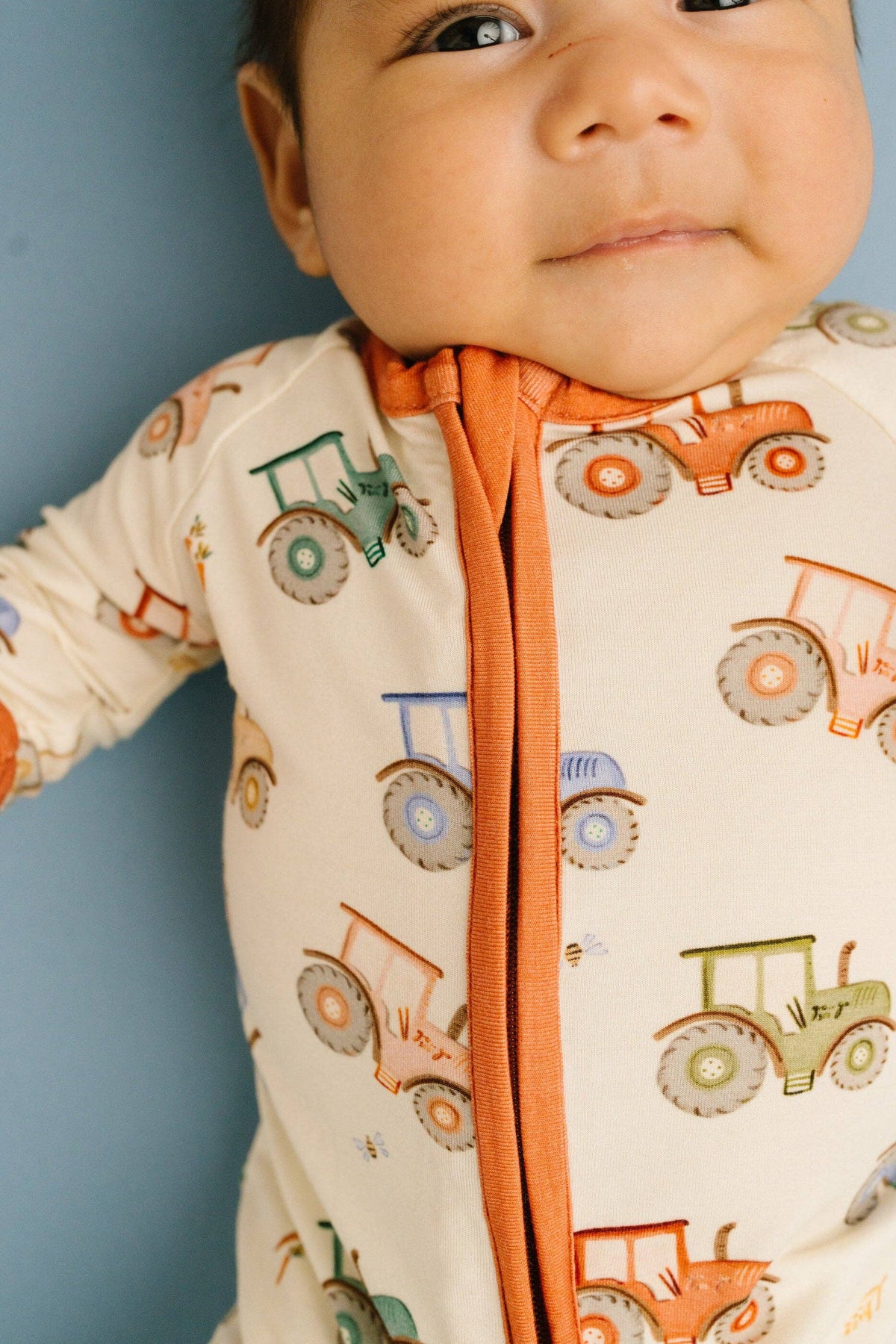 Bamboo Zippered L/S Convertible Romper - UNISEX Pumpkin Farm Tractor Ride