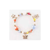 Butterfly Charm Heart Faceted Beaded Stretch Bracelet - Peachy Pink
