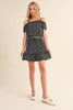 Tween and Teen Girls 2PC Off-Shoulder Top and Ruffled Skirt Set - Black Mini Floral