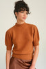 HYFVE Mock Neck Puff Sleeve Sweater - Cinnamon