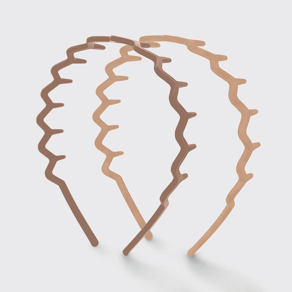 Kitsch Recycled Plastic Non-Slip Zig Zag Headband 2pc - Neutral