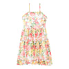 Mini/Tween Girls Rose Floral Ruffle Hem Sun Dress: Multi Orange and Yellow Floral