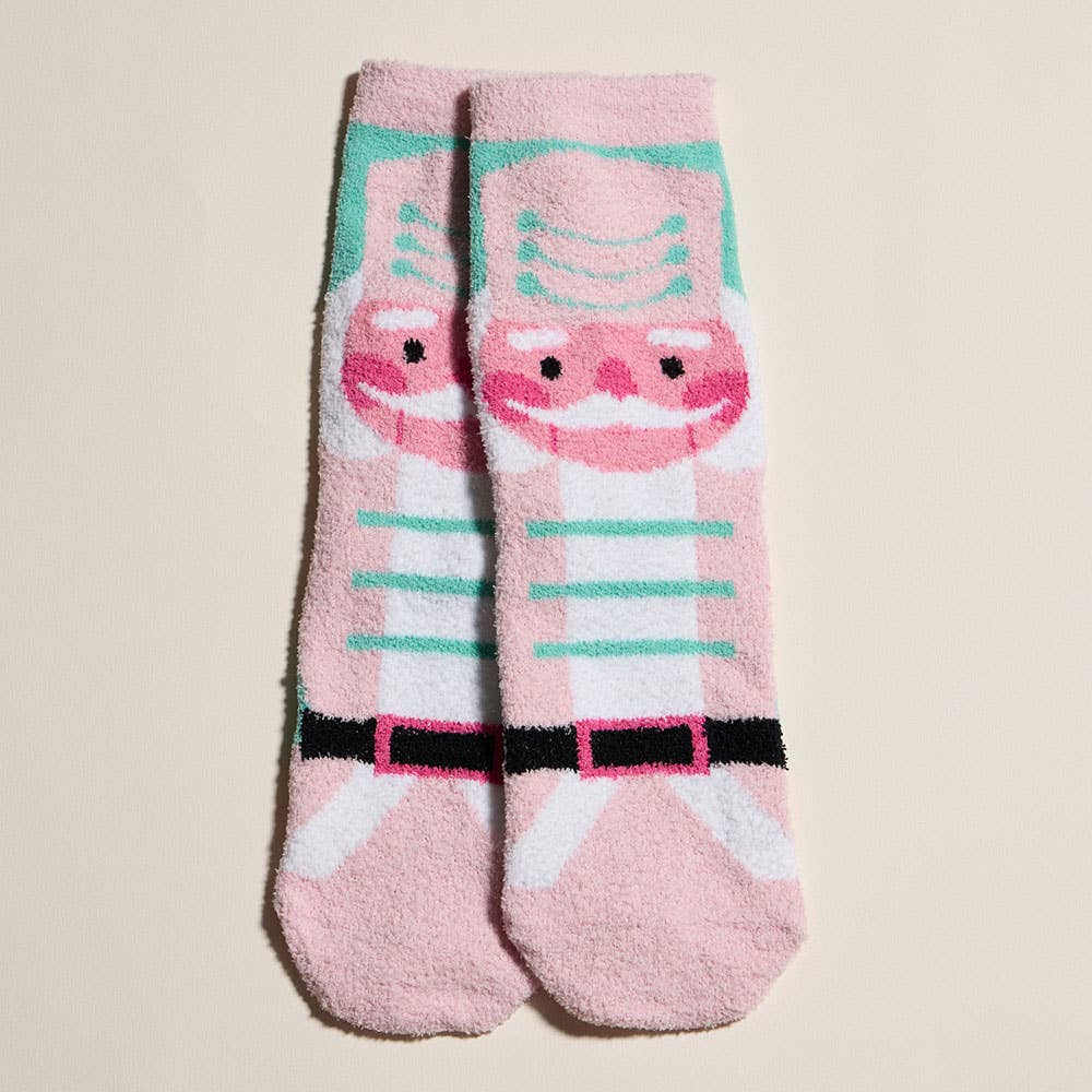 Plush Cozy Fuzzy Socks, Nutcracker Pink