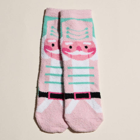 Plush Cozy Fuzzy Socks, Nutcracker Pink