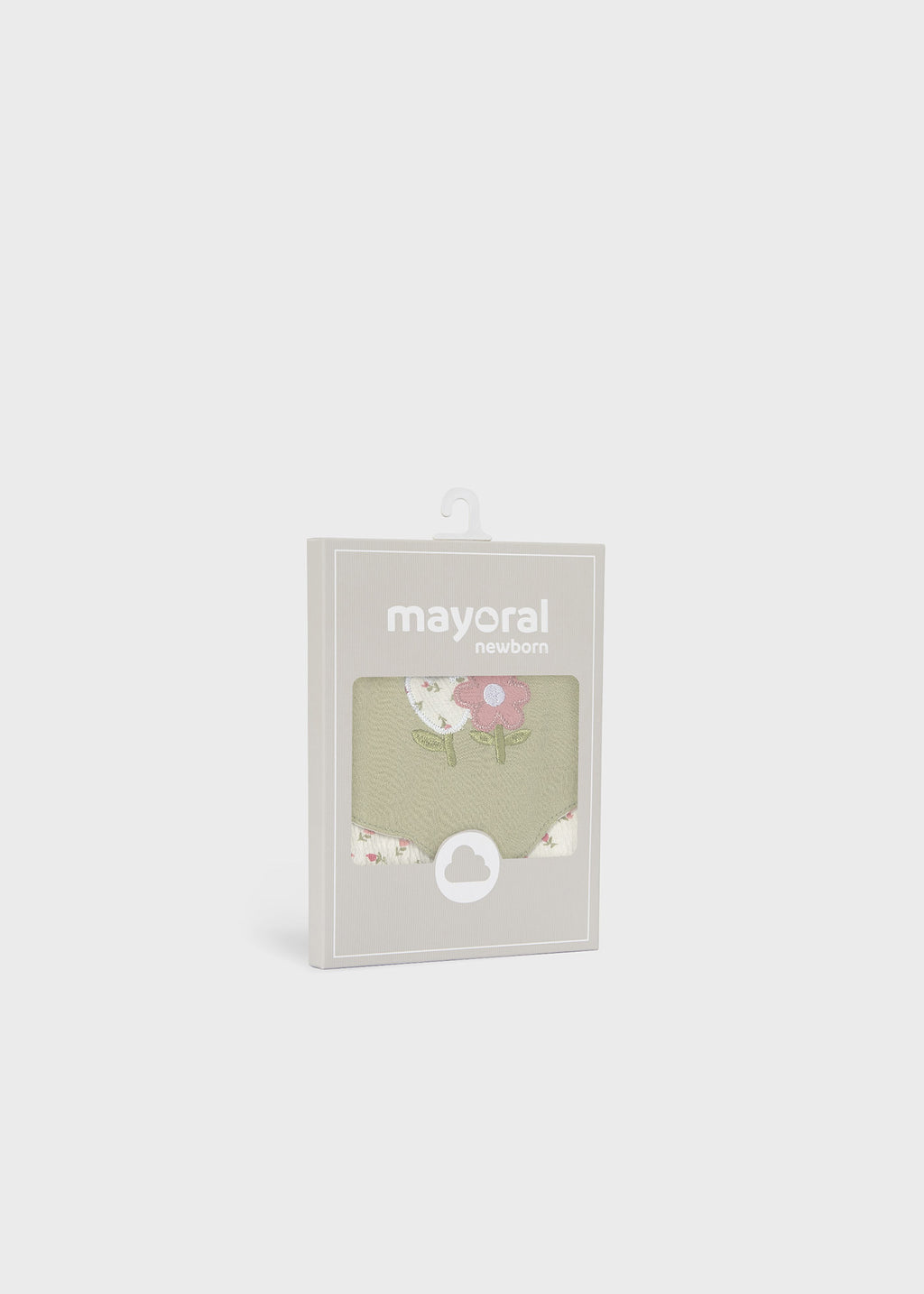 Mayoral 9139 baby girl green embroidered flower 2pc bib set - gift box