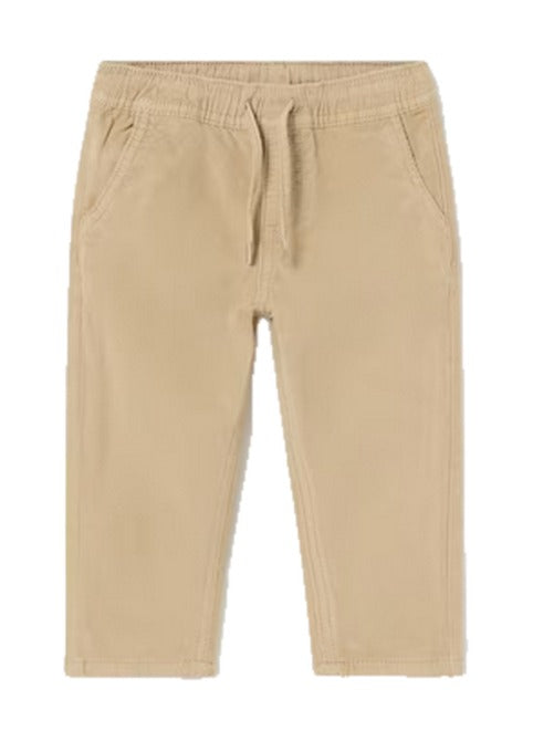 Mayoral baby corduroy joggers, almond, front view