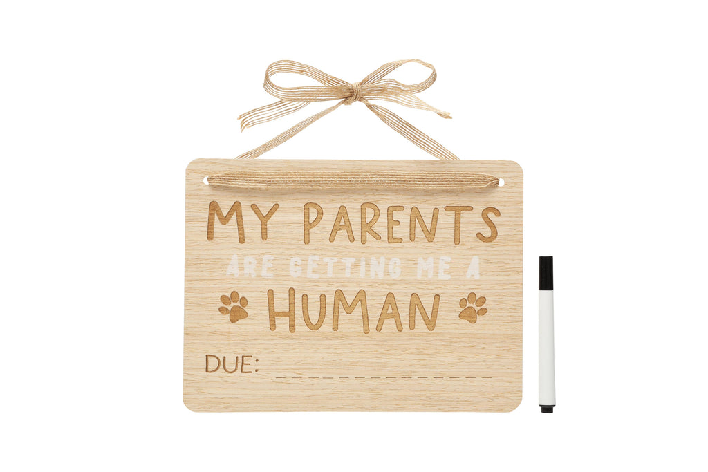 Wooden pet pregnancy announcement sign, sign with marker