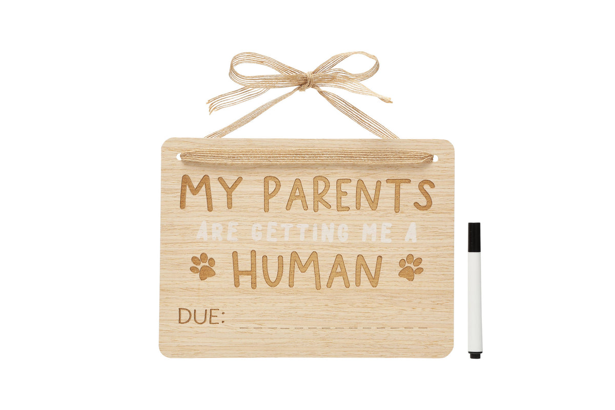 Wooden pet pregnancy announcement sign, sign with marker
