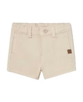 Mayoral baby boy classic twill chino shorts, malta beige, front view