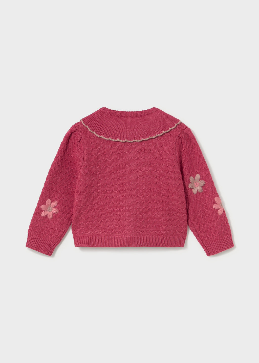 Mayoral 2306 toddler girl petal embroidered flower cardigan - back