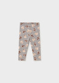 Mayoral 2779 toddler girl heather grey teddy bear print fleece leggings - front