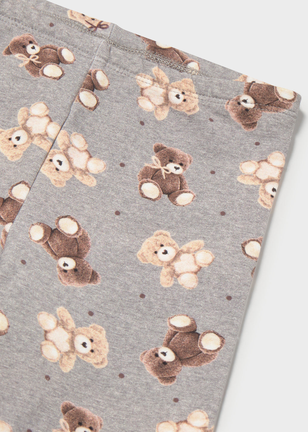 Mayoral 2779 toddler girl heather grey teddy bear print fleece leggings - detail