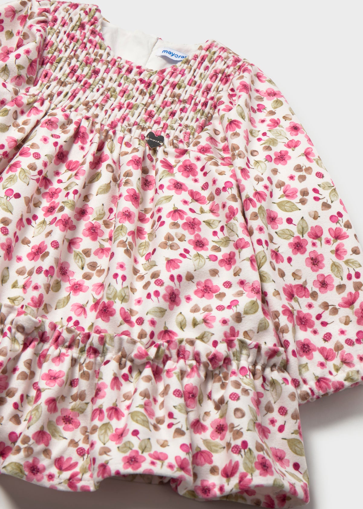 Mayoral 2946 toddler girl petal micro floral velvet dress - detail