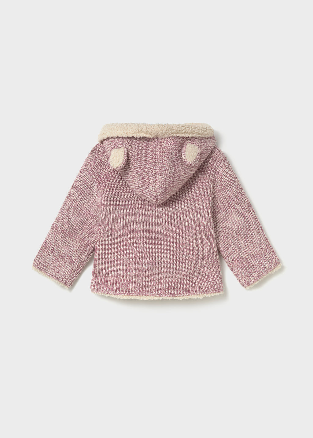 Mayoral 2441 toddler girl violet knit and sherpa reversible hooded coat - back
